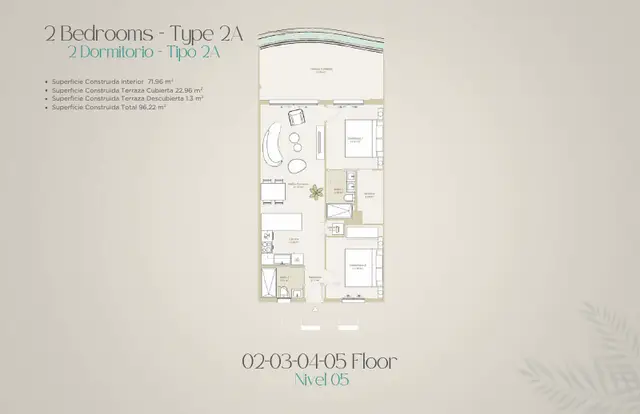 Partial preview of the published Sun Garden 2 Bedrooms Type 2A floor plan
