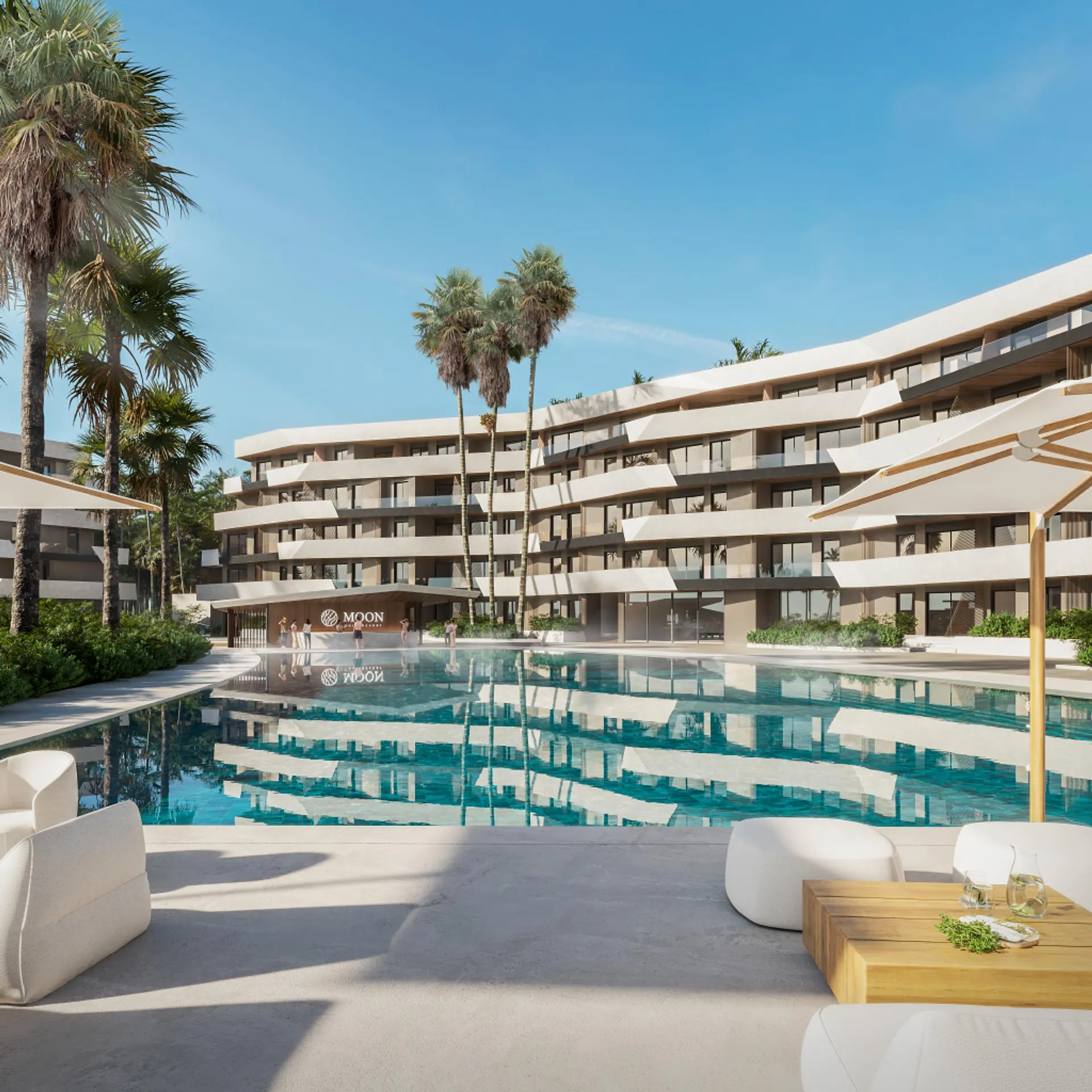 Moon Garden: building terraces and poolside seating
