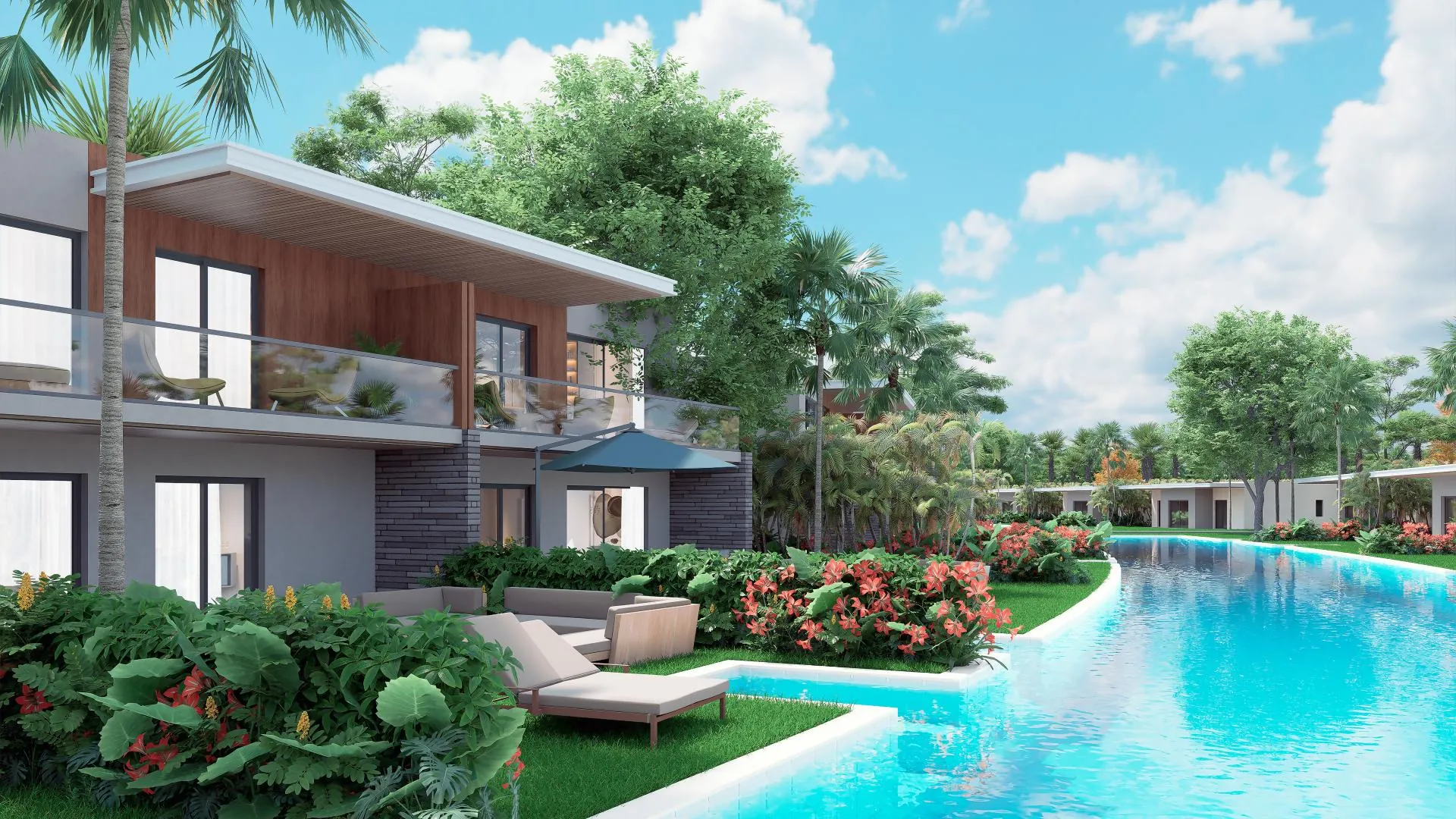 Turquesa Town townhouses, Samana. Artist’s concept from the published Turquesa Town townhouses project materials. Layout, finishes, views and model-specific inclusions require confirmation.