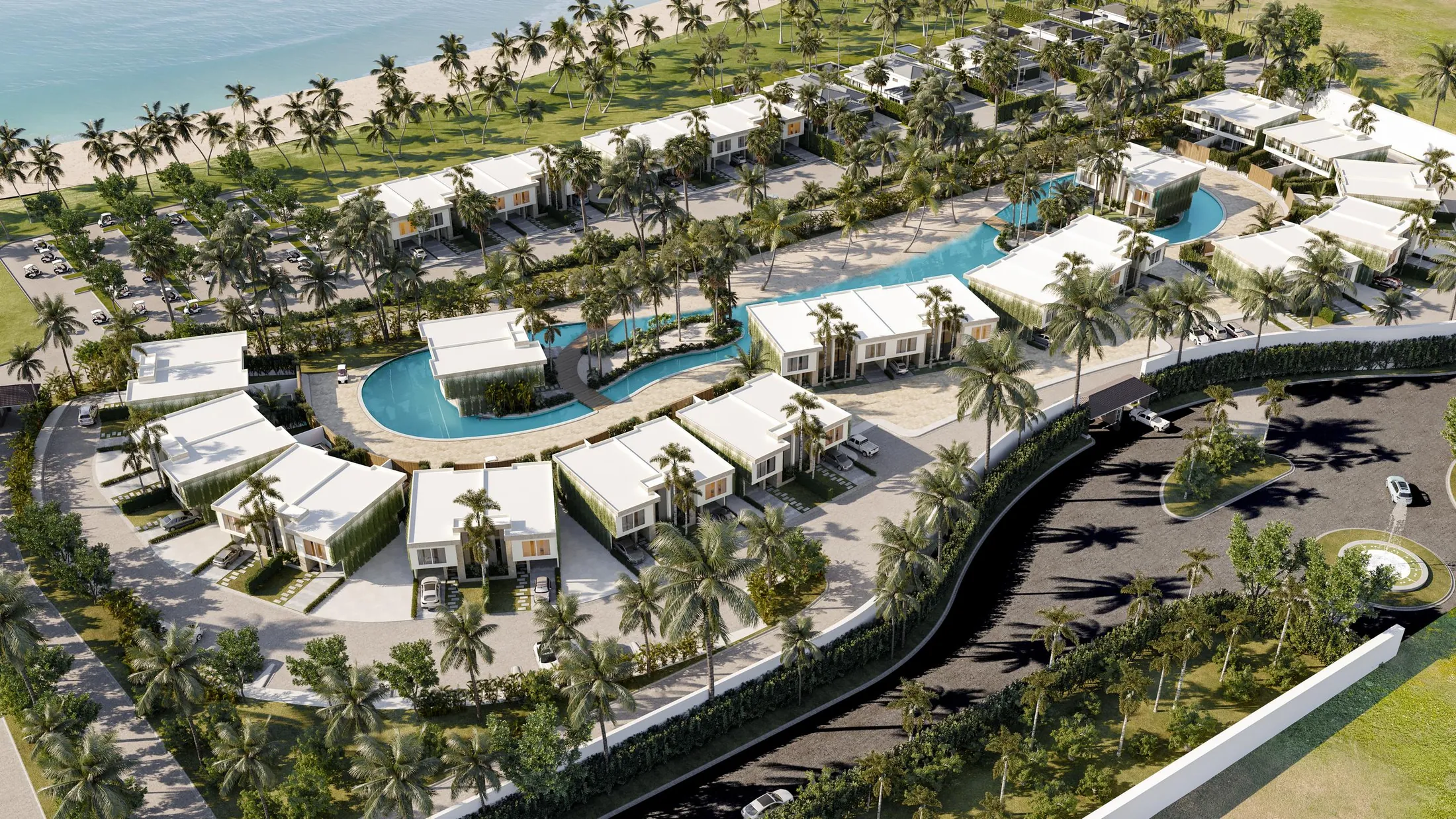 White Sands, Samana. Artist’s concept from the published White Sands project materials. Shared project context is illustrative; model-specific features, views, boundaries and access require confirmation.